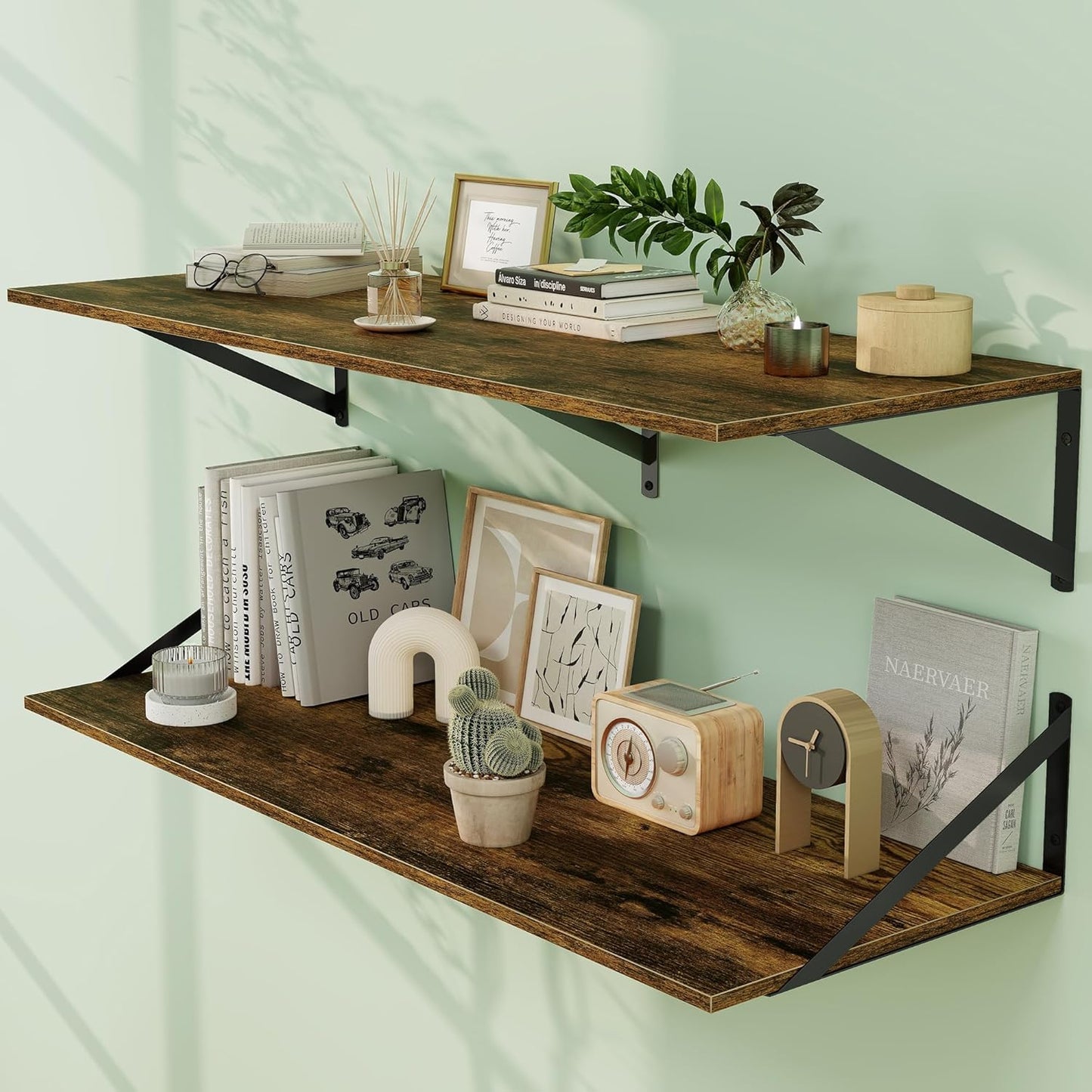 Floating Shelves for Wall - Large 36W x 12D Set of 2