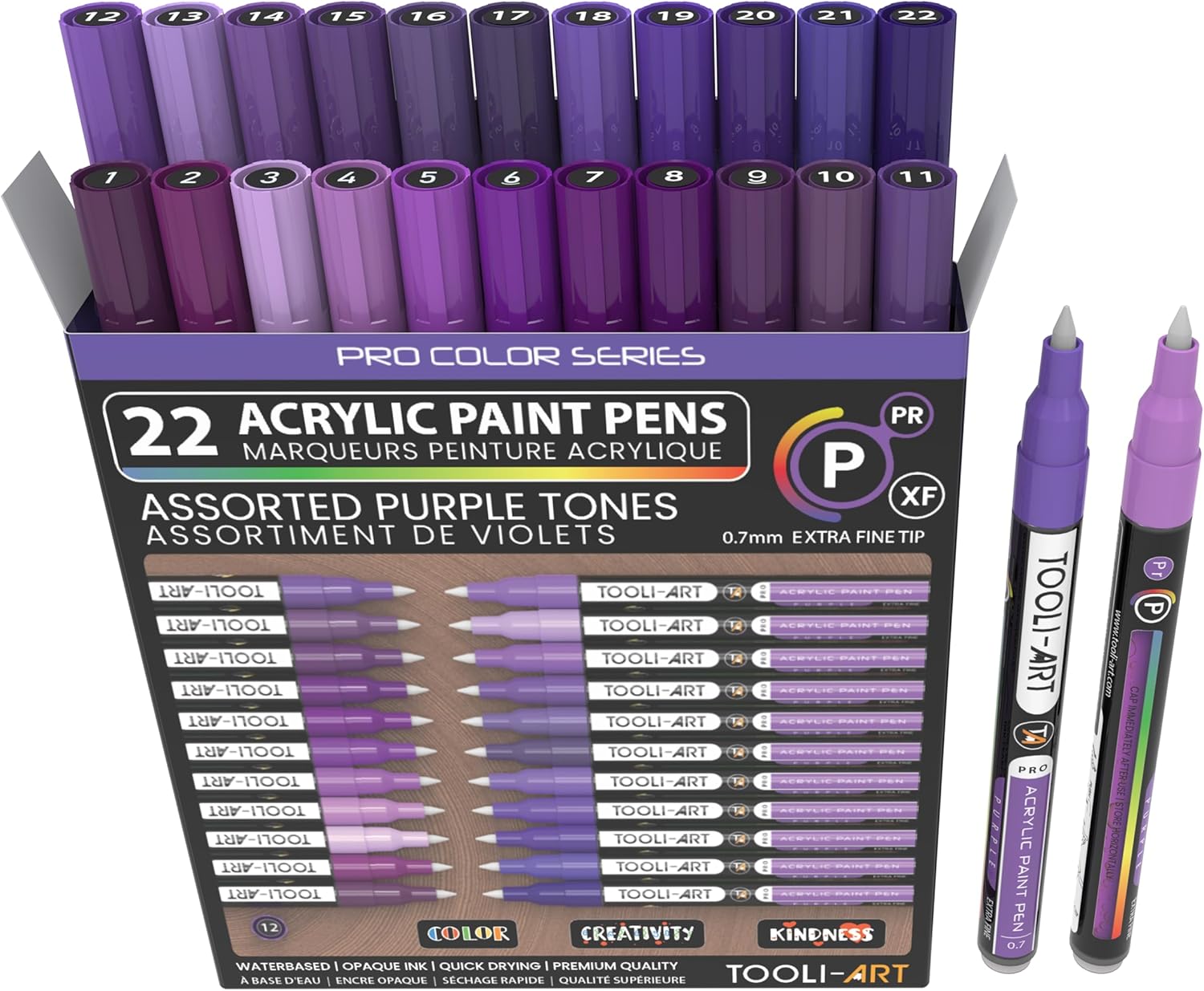 Acrylic Paint Pens Set with 22 Beautiful Purple Tones for Art