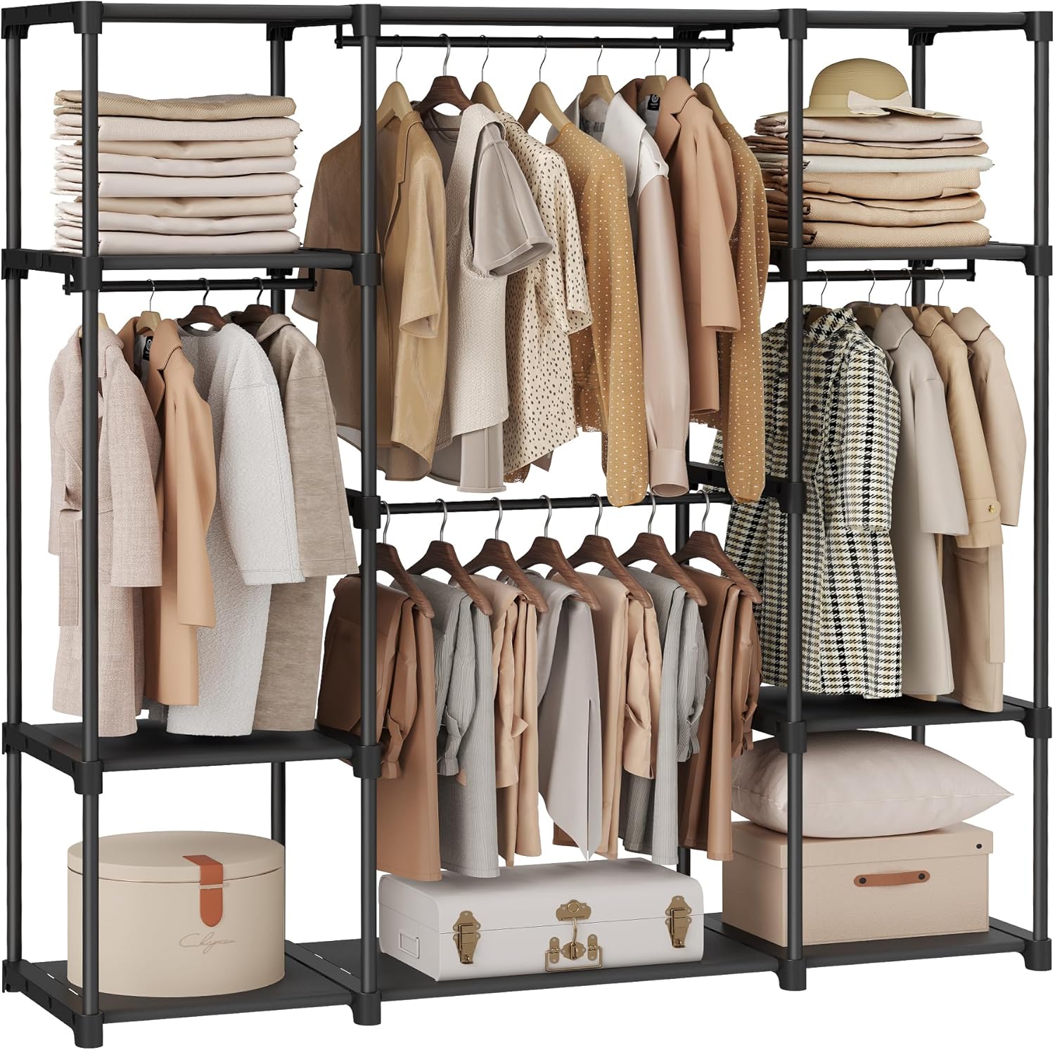SONGMICS Portable Closet Organizer with Ample Storage Space