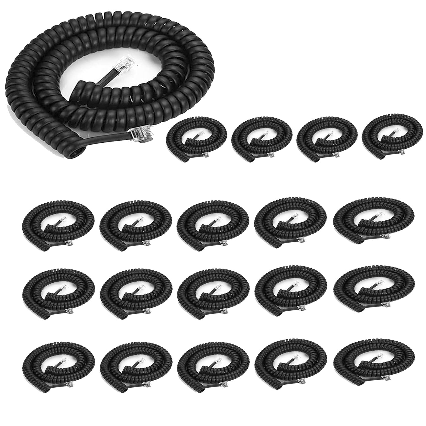 Phone Cord Landline 8Ft Uncoiled & 1.4Ft Coiled Cable Pack