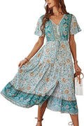 TEMOFON Women's Summer Bohemian Floral Print Maxi Dress Review