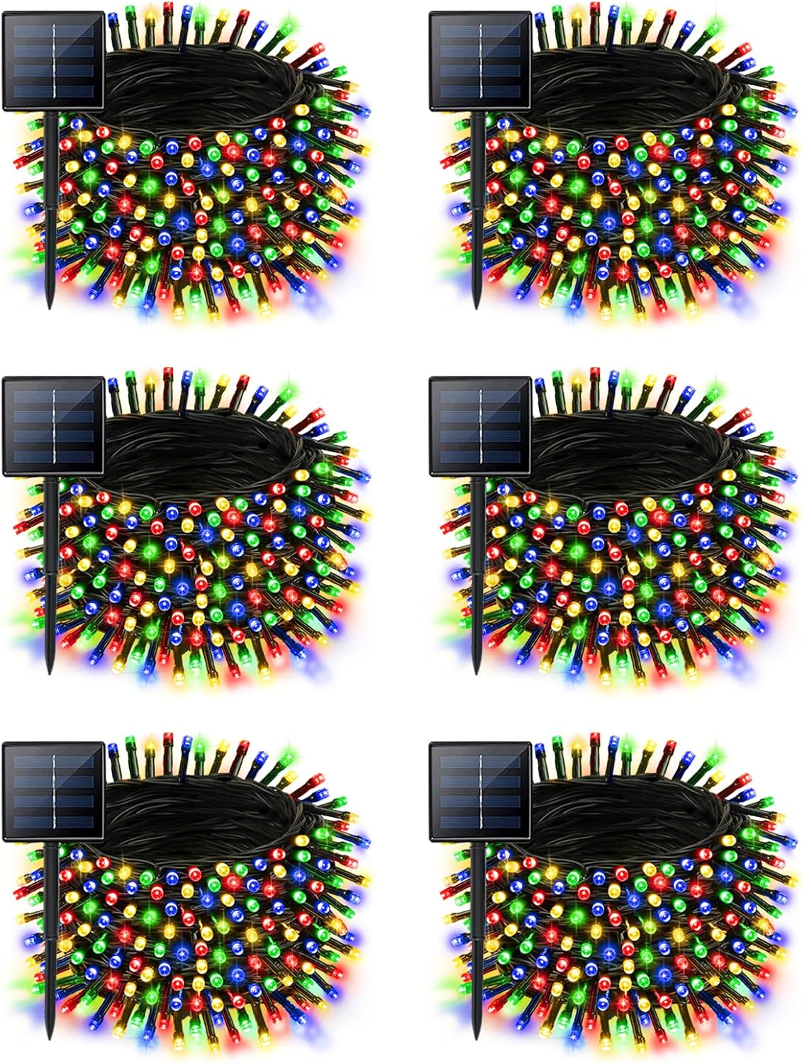 6 Pack Christmas Solar String Lights for Outdoor Decor