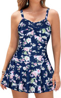 SHEKINI Crossover Ruched Skirt One Piece Swimdress - Flattering Shoes