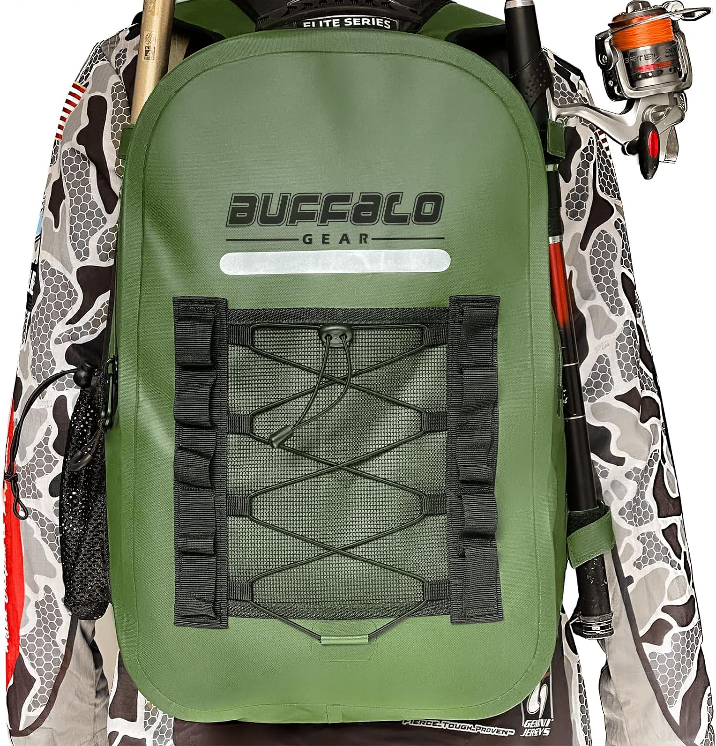 Buffalo Gear Waterproof Fishing Backpack - Rod Holder, 26L capacity