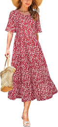 Stylish Women's Summer Casual Short Sleeve Tiered Dress 2025