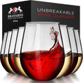 Unbreakable Stemless Plastic Wine Glasses - Durable 20 oz Set of 8