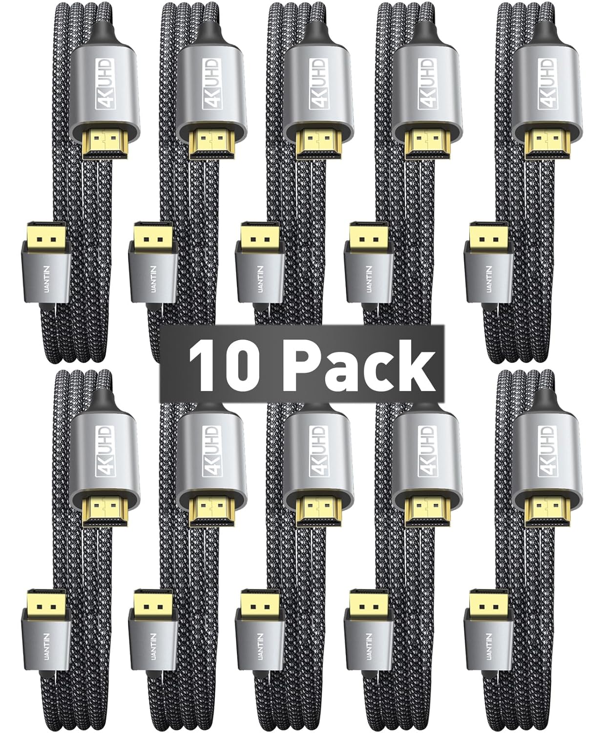 10-Pack 4K DisplayPort to HDMI Cable 10Ft for Stunning Clarity