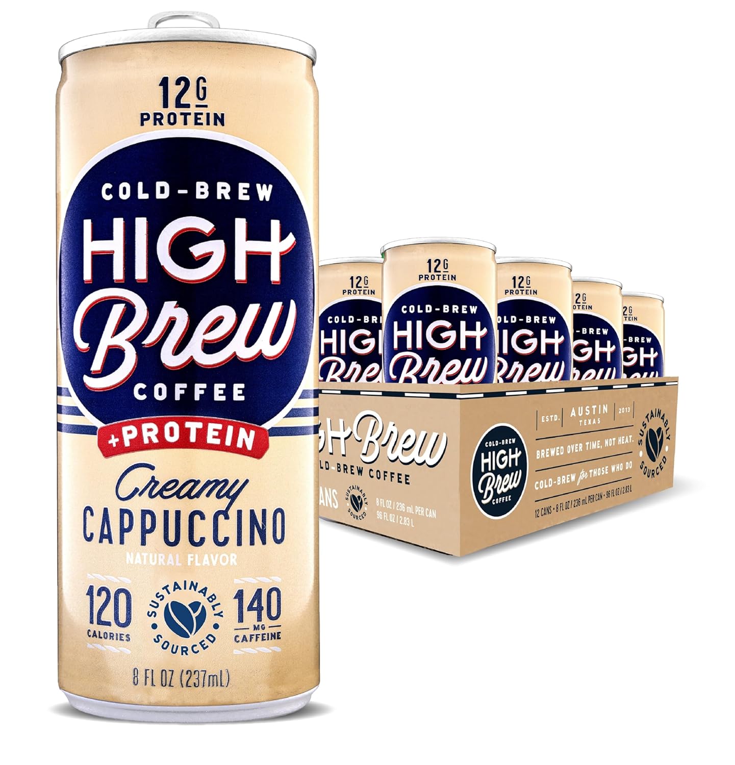High Brew Coffee Cold Brew with Protein - Creamy Cappuccino 12 Pack