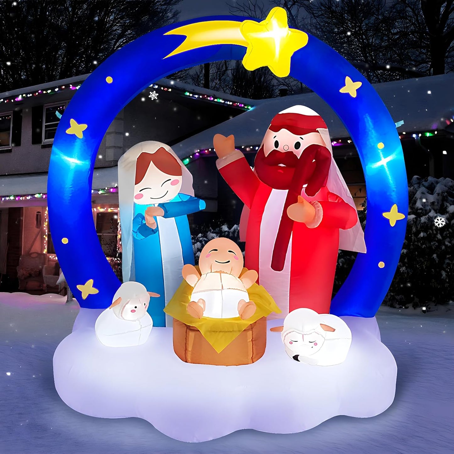 6FT Christmas Inflatables Nativity Scene with LED Lights