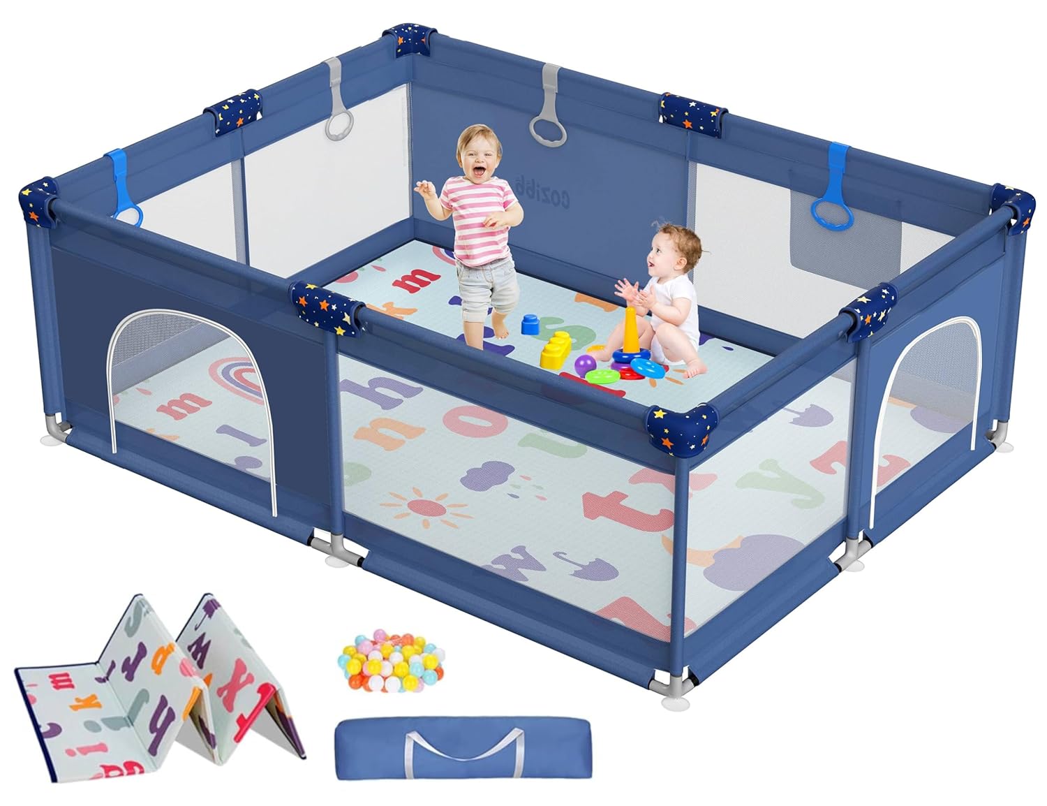 CoziBB Baby Playpen with Mat - Extra Large Toddler Playard