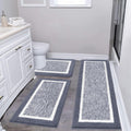 Pauwer Microfiber Bathroom Rug Mat Set 3 Piece - Ultra Soft, Absorbent