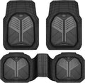 Heavy Duty Rubber Car Mats Two-Tone Black and Charcoal - Trim-to-Fit