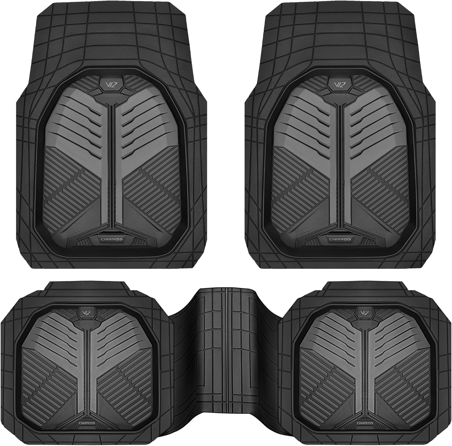 CAR PASS Heavy Duty Rubber Car Mats for All Weather Protection