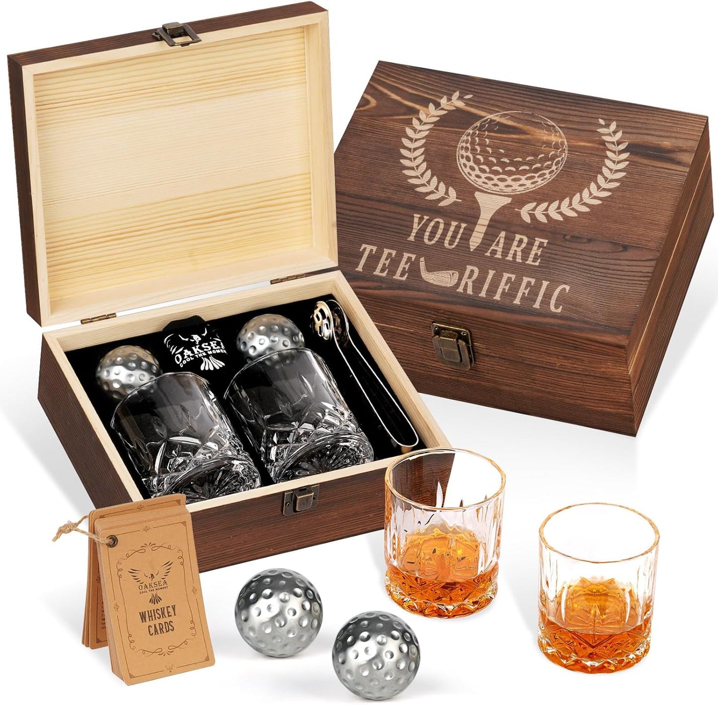 Golf Ball Shaped Whiskey Stones Set for Men - Unique Gifts