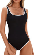 BMJL Women's One Piece Swimsuit - Color Block Ribbed High Cut