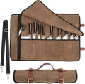 Knife Roll with PU Leather Straps and Metal Buckles - Durable Chef