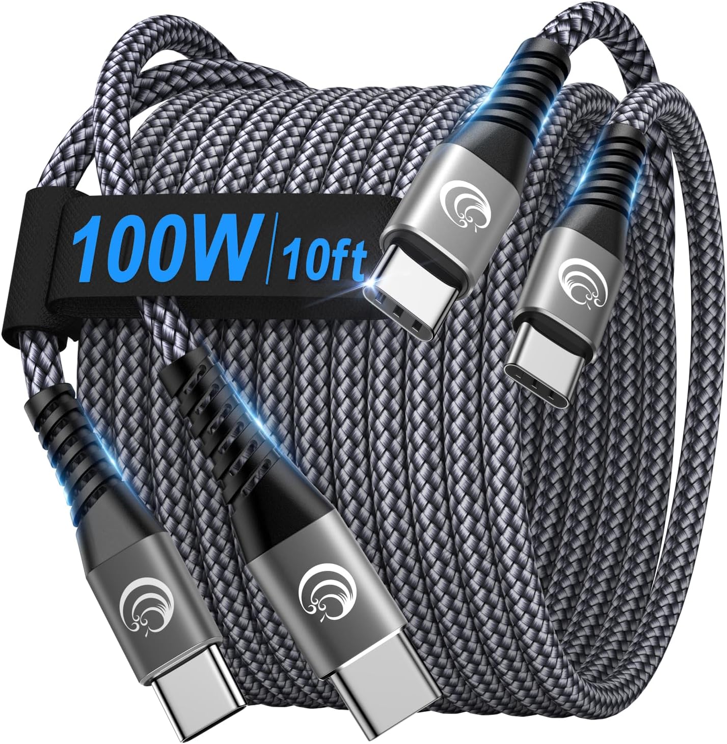 Fast Charge 10ft 100W USBC to USBC Cable Duo