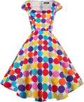 Women's Cap Sleeve 1950 Retro Swing Dress with Pockets - Flattering