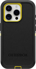 iPhone 15 Pro Defender Case - Night Black & Yellow - Rugged Fit