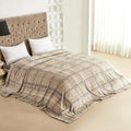 Oversized King Fleece Blanket 120x120 in - Line Taupe Giant Throw