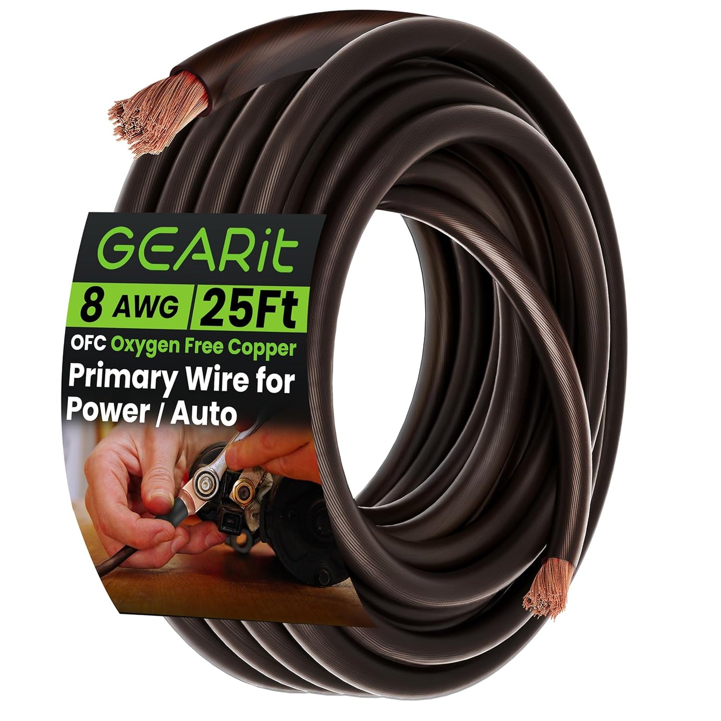 GEARit 8 Gauge Wire Oxygen Free Copper OFC for Automotive Use