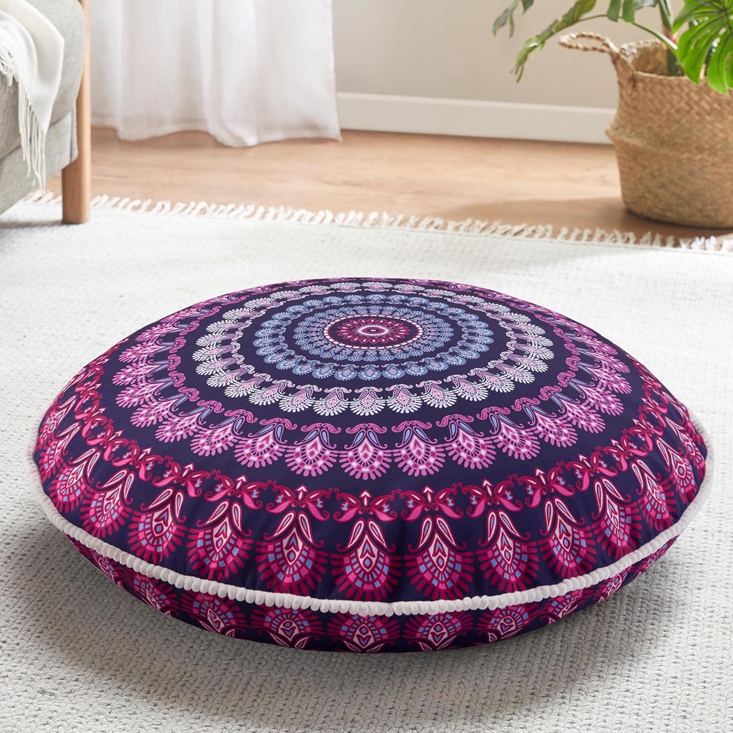 Codi 32 Inch Round Floor Pillow for Meditation and Comfort