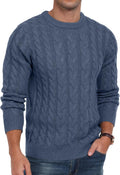 Men's Pullover Sweater Cable Knit Chunky Crewneck - Classic Casual