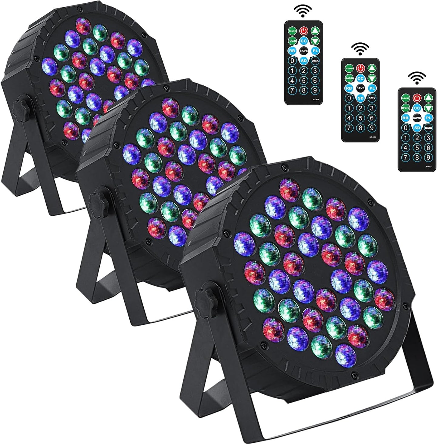 3 Pack LED Par Lights for DJ Stage Lighting and Events