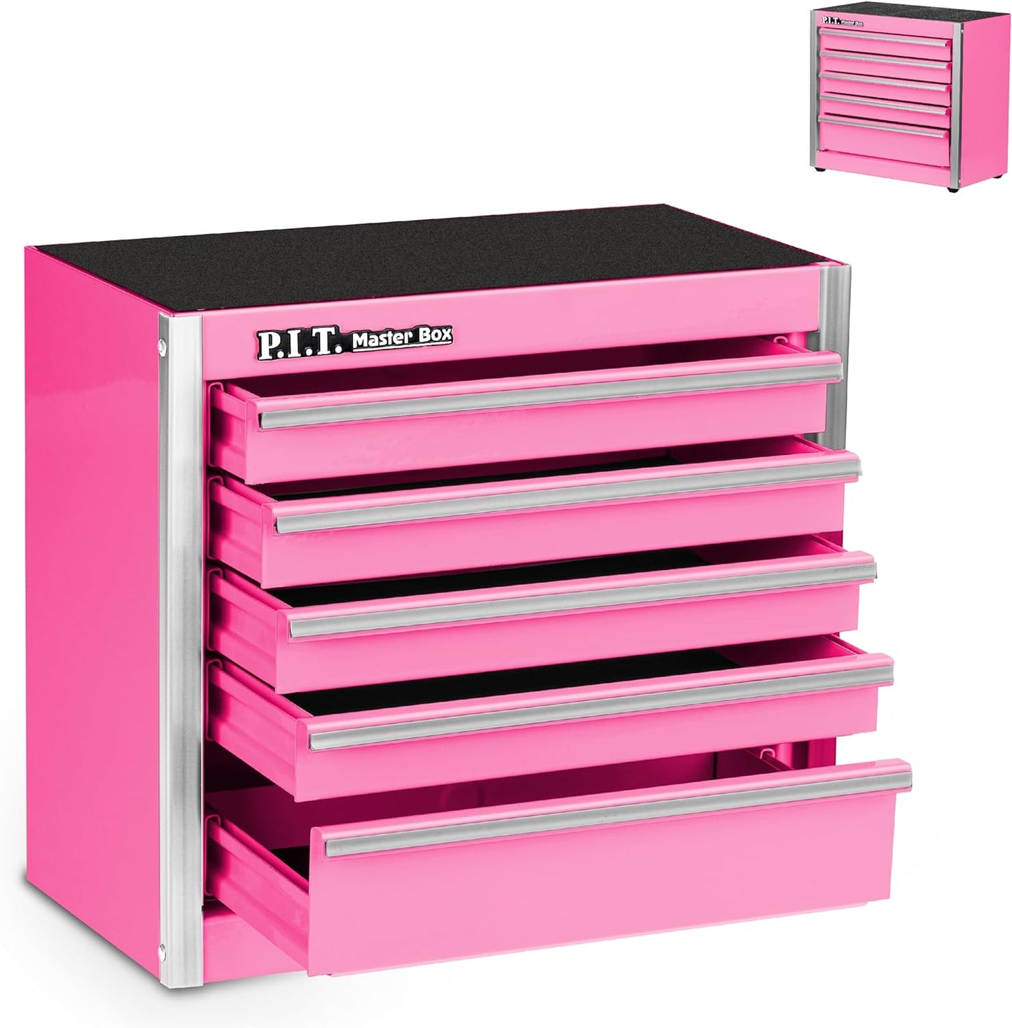 P.I.T. Mini Pink Tool Box - Portable 5-Drawer Steel Storage