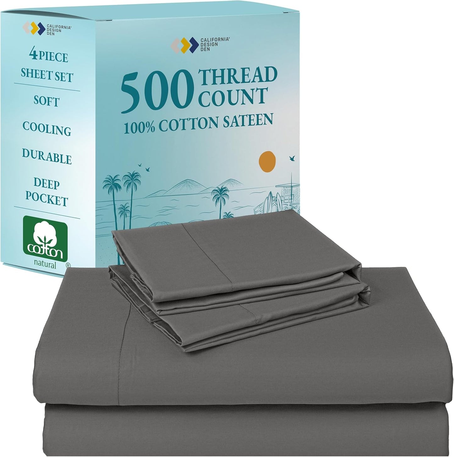 California Design Den Queen Size Cotton Cooling Sheets Set