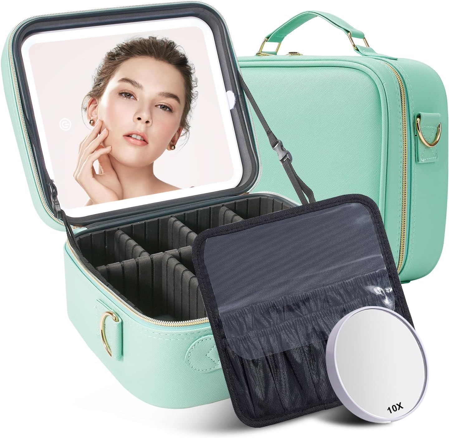 Mocado Travel Makeup Bag with LED Lighted Mirror for Easy Use
