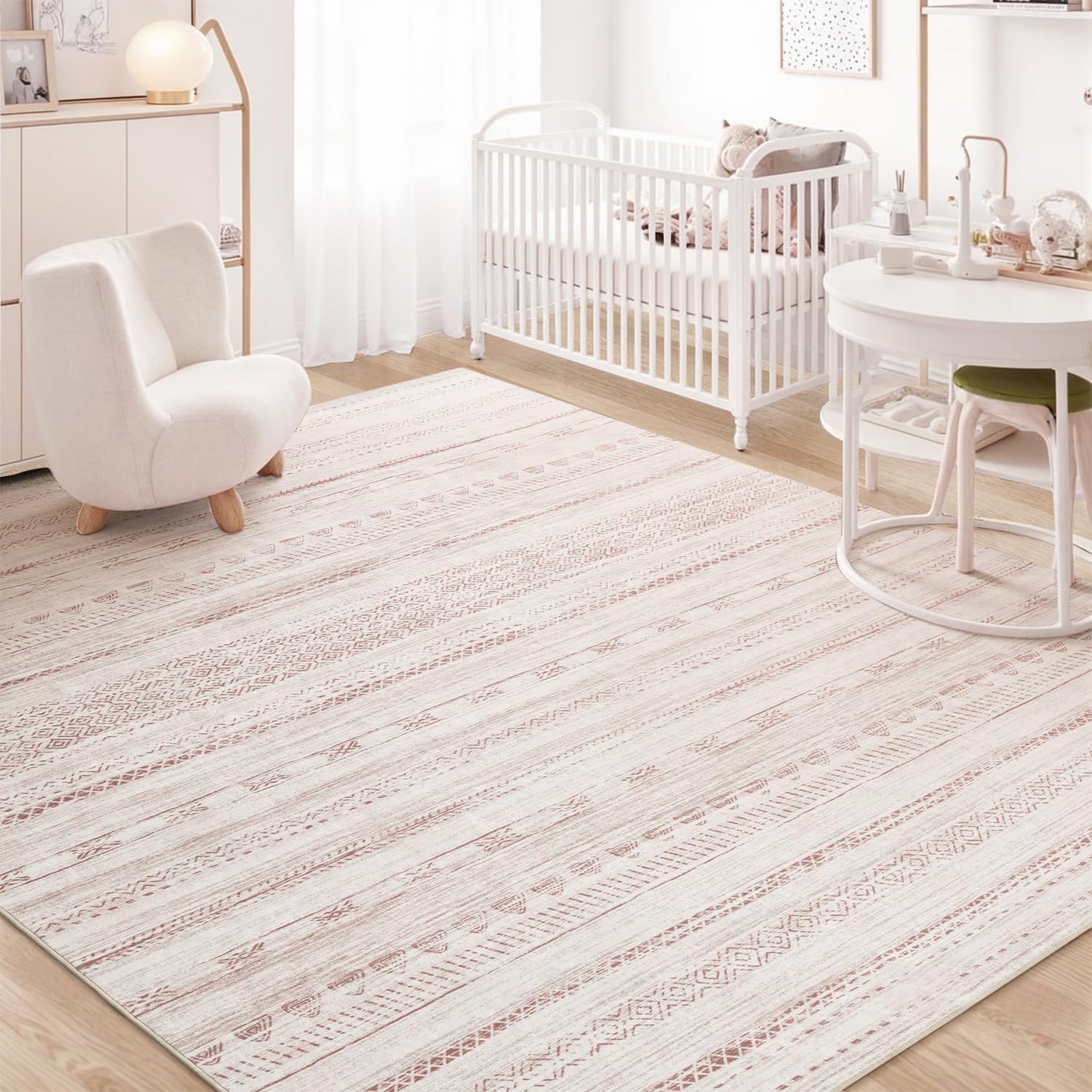 5x7 Pink Area Rugs for Living Room - Ultra Soft & Washable