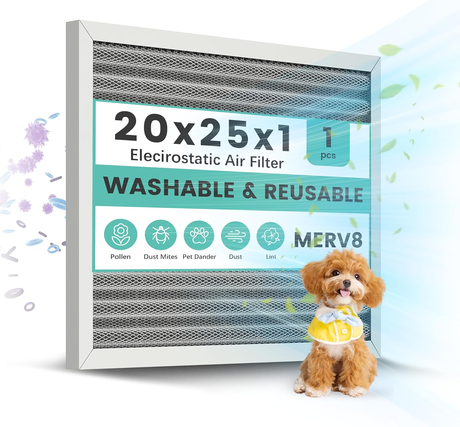 20x25x1 Electrostatic Air Filter for Home HVAC Systems