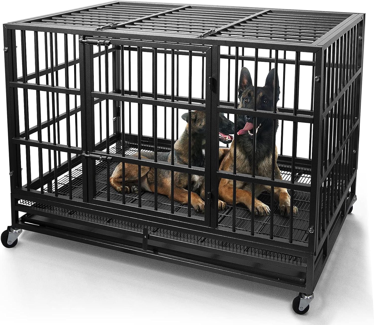 Oranland Heavy Duty Dog Crate Cage with Wheels for XL Dogs
