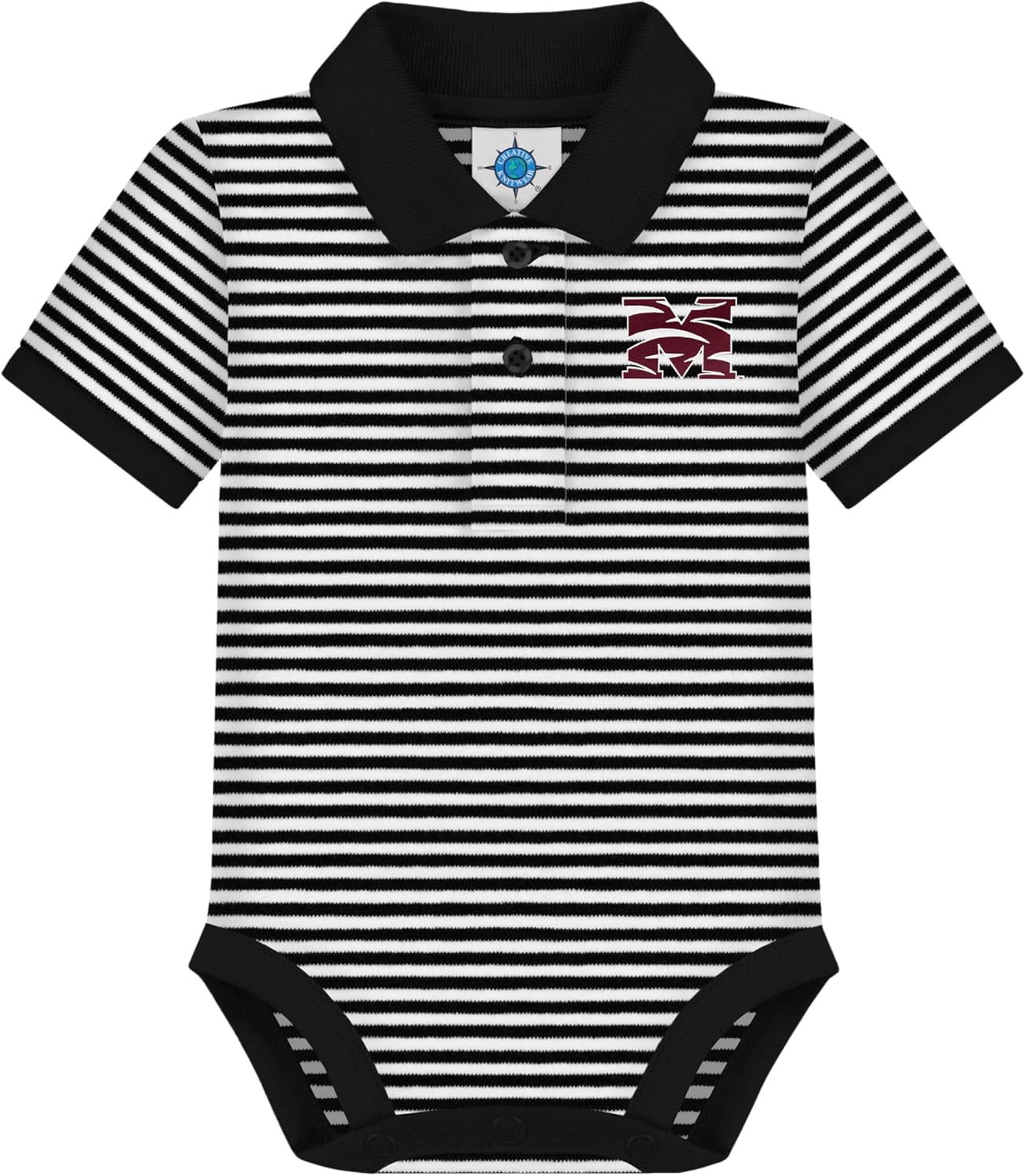 Creative Knitwear College Baby Striped Polo Bodysuit for Infants