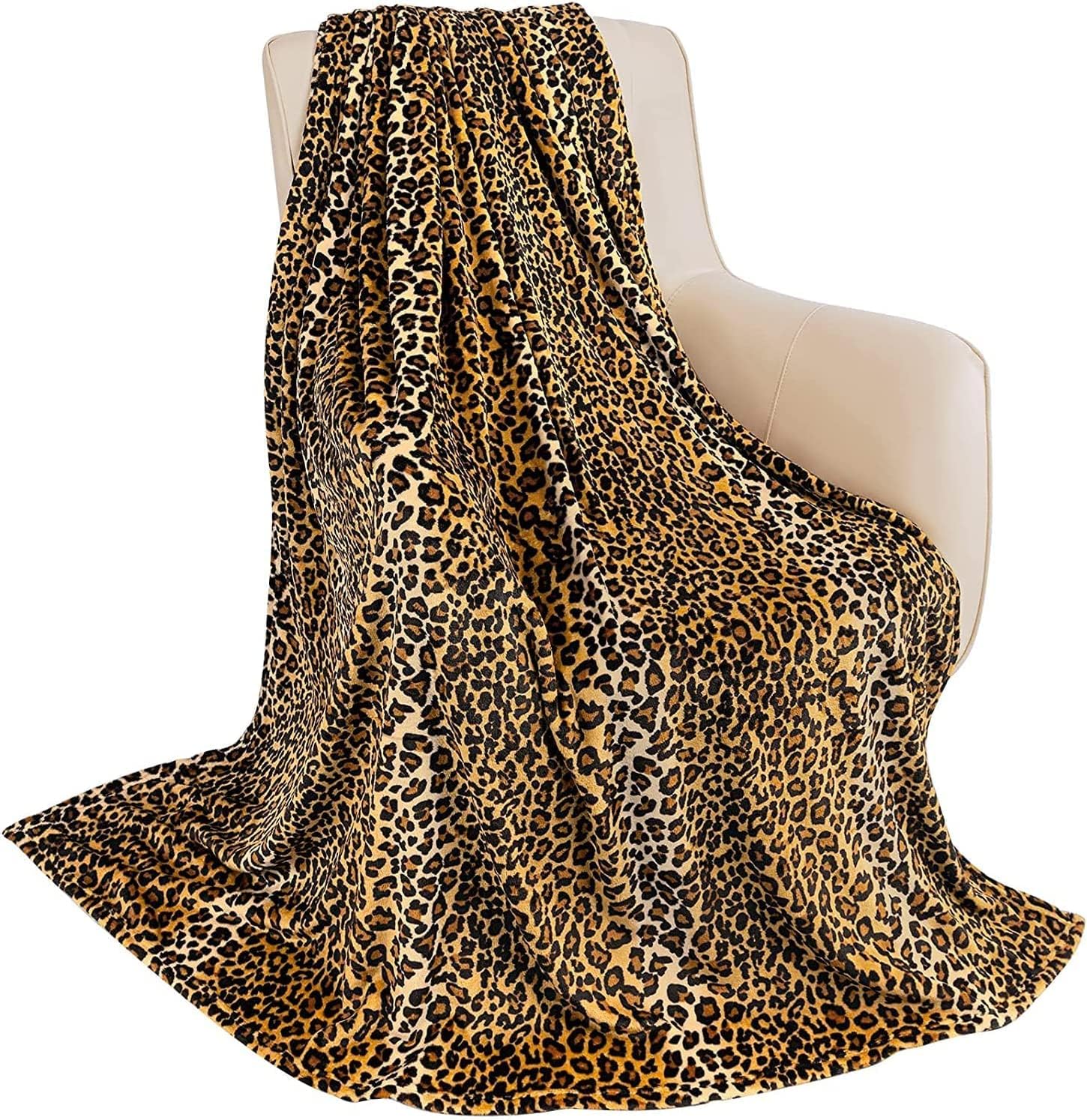 MACEVIA Flannel Fleece Queen Blanket, Cozy Leopard Print