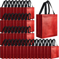 Reusable Gift Bags Set 80 Pack Medium Red with Black Handles - Durable