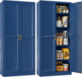 71 in Tall Metal Storage Cabinet Pantry - Spacious Adjustable Shelves