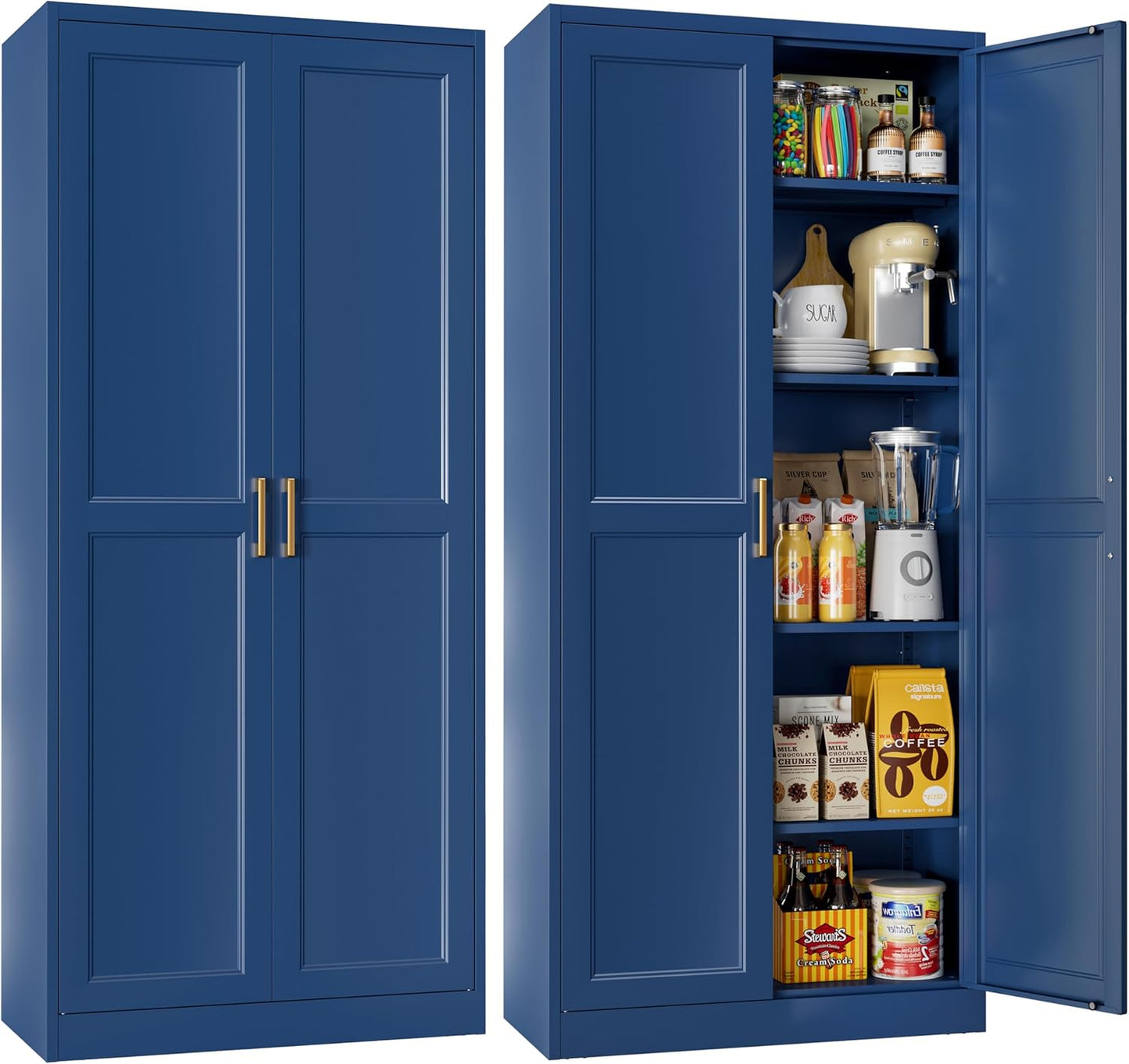 71 Tall Metal Storage Cabinet for Kitchen and Dining Room Use
