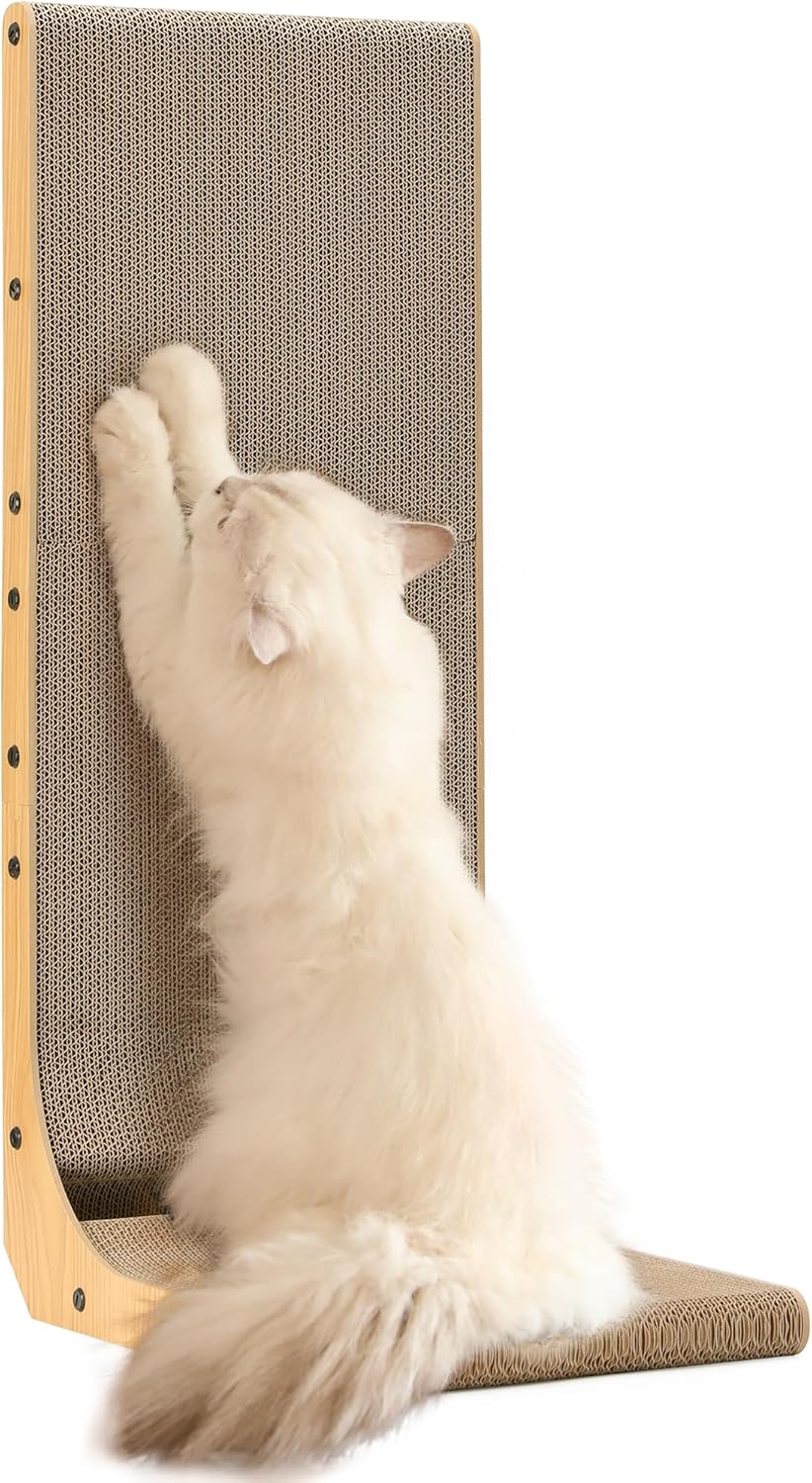 FUKUMARU Cat Scratcher - L Shape Wall Mounted Cat Scratch Pad