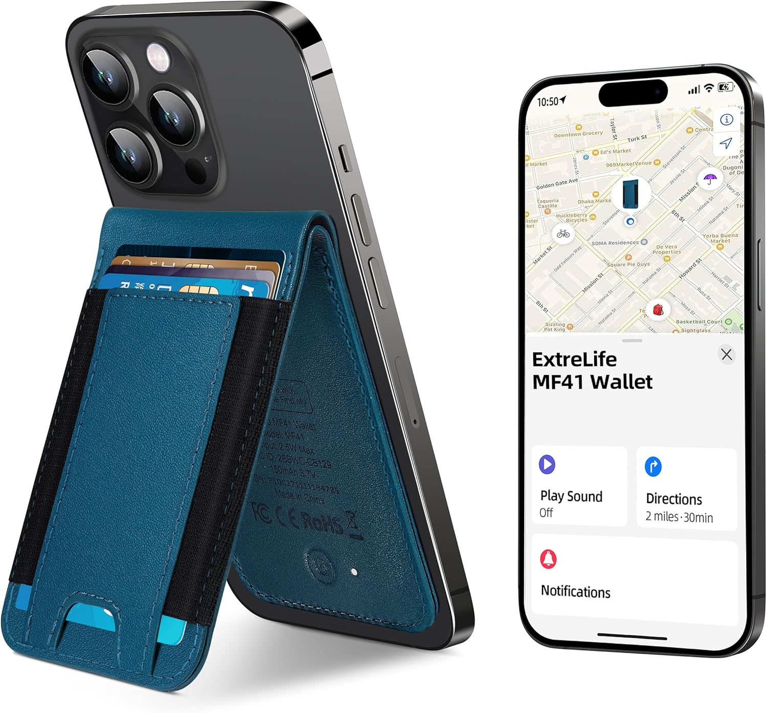 Magnetic Wallet for iPhone with Apple Find My Tracking Feature
