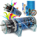 Audiotek AT-3.5 Farad Capacitor with 4 Gauge Blue Kit - Stable Car