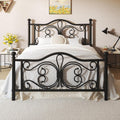 Full Size Metal Platform Bed Frame with Butterfly Headboard - Elegant