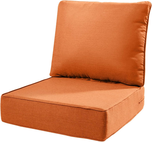 6 Thick Outdoor Cushions for Deep Seat Patio Chairs - Orange