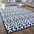 Ultra Soft Shaggy Memory Foam Area Rug 4 x 6 ft - Plush Geometric Blue