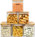 Urban Green Glass Jars with Airtight Lids - Bamboo & Wood Canisters