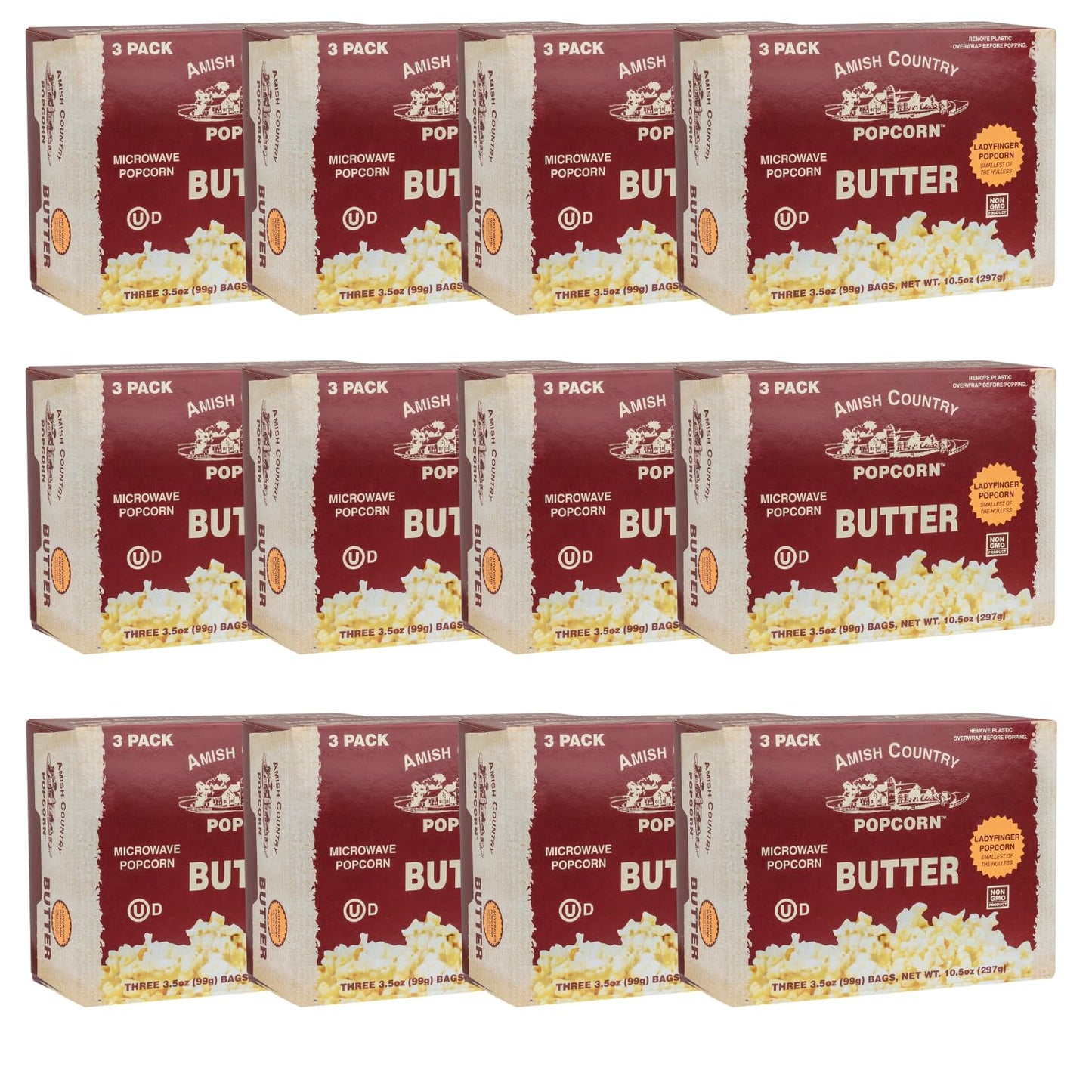 Amish Country Popcorn Ladyfinger Butter - 36 Bags of Delight