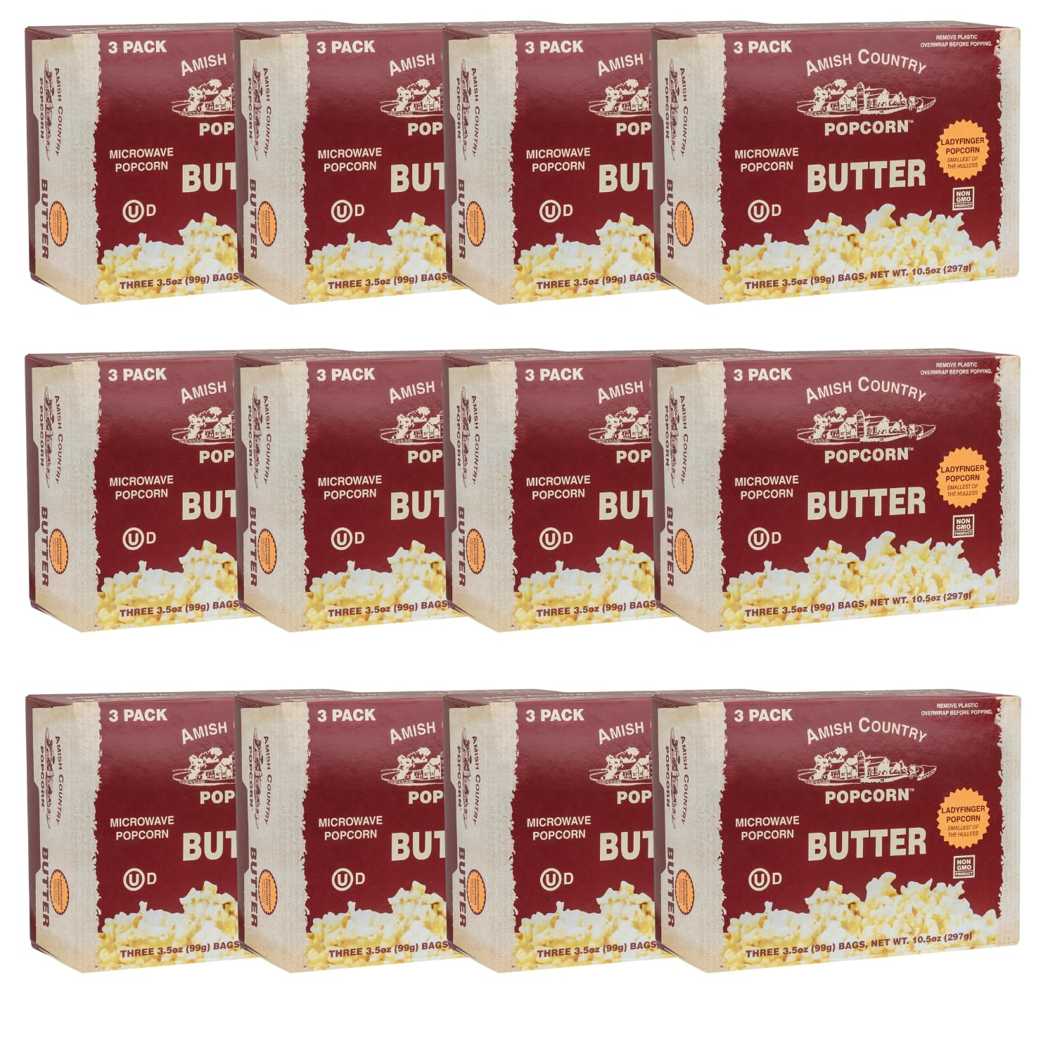 Amish Country Popcorn Ladyfinger Butter - 36 Bags of Delight