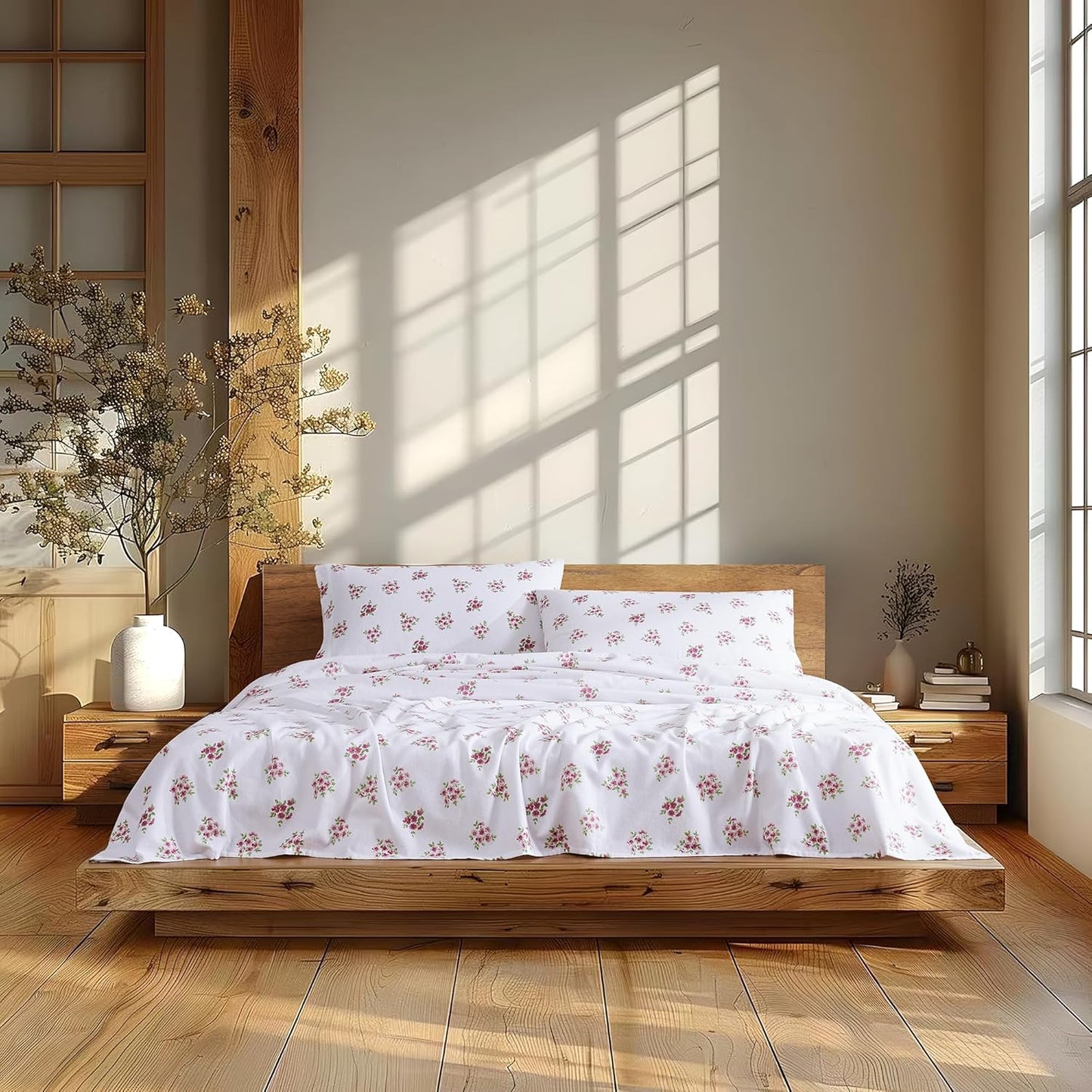 Cozy 100% Cotton Flannel Sheet Set for King Size Beds