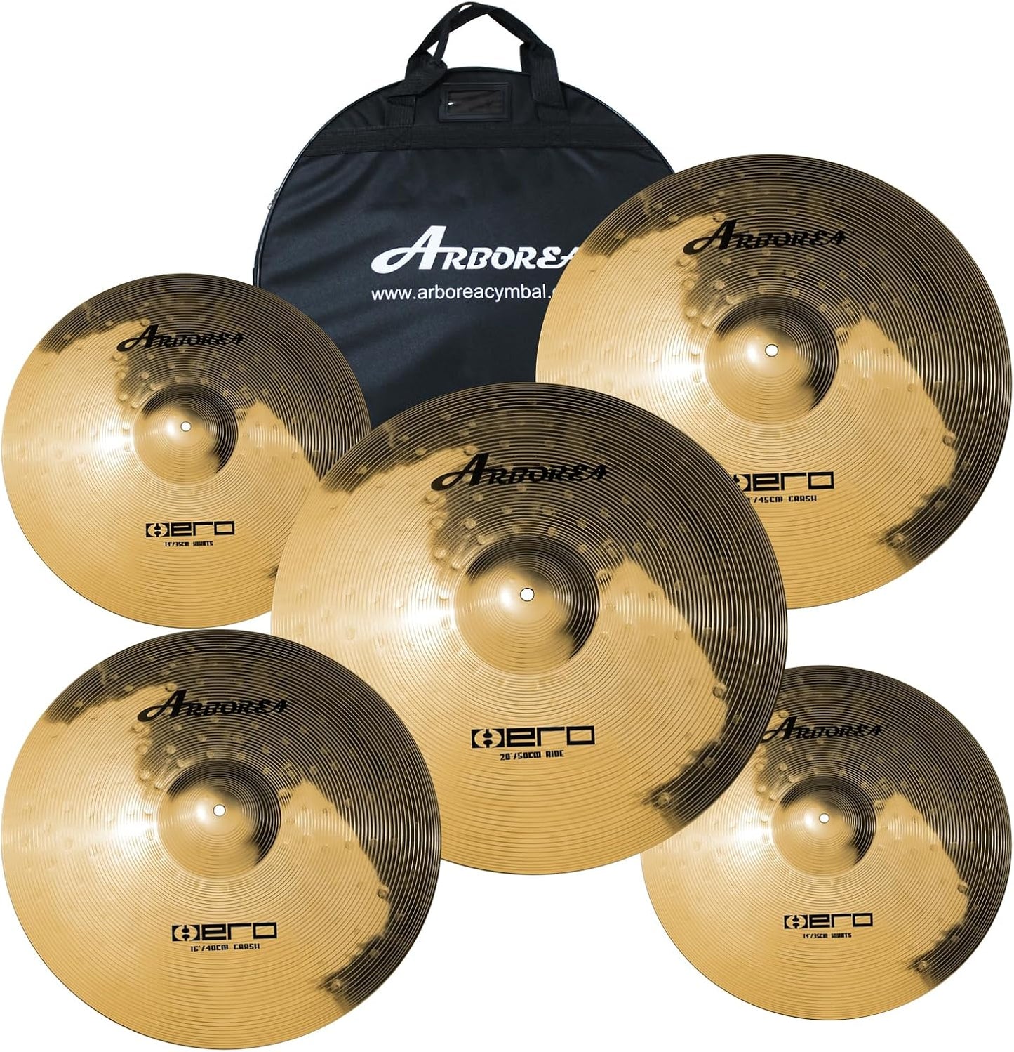 Arborea Cymbal Pack for Drum Set with Free Cymbal Bag Included